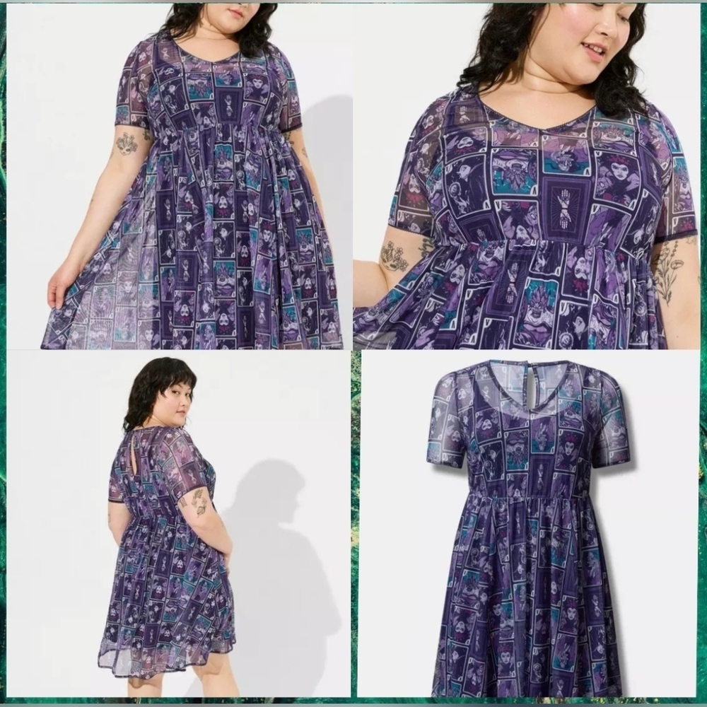 Discontinued! Like New Torrid Villains Mini Mesh Skater Dress Size 1 (14-16)